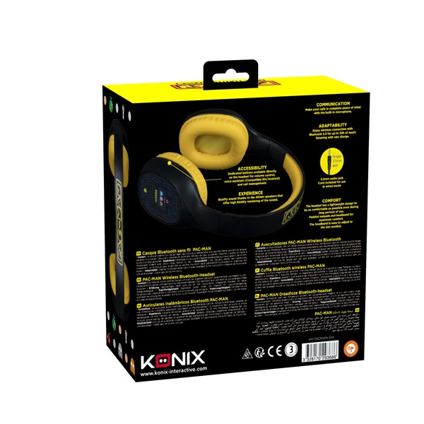 Konix Pac-Man Bluetooth fejhallgató
