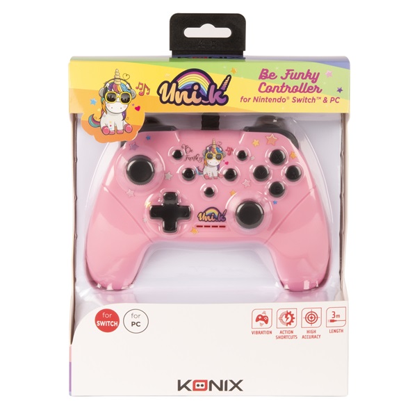 Konix KX-UNIK-SW-PAD-FUNKY Unik "Be Funky" Nintendo Switch/PC vezetékes rózsaszín kontroller