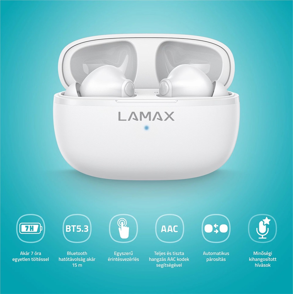 LAMAX Clips1 Play True Wireless Bluetooth fehér fülhallgató