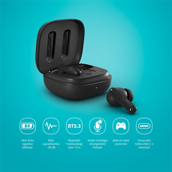 LAMAX Clips1 Plus True Wireless Bluetooth fekete fülhallgató