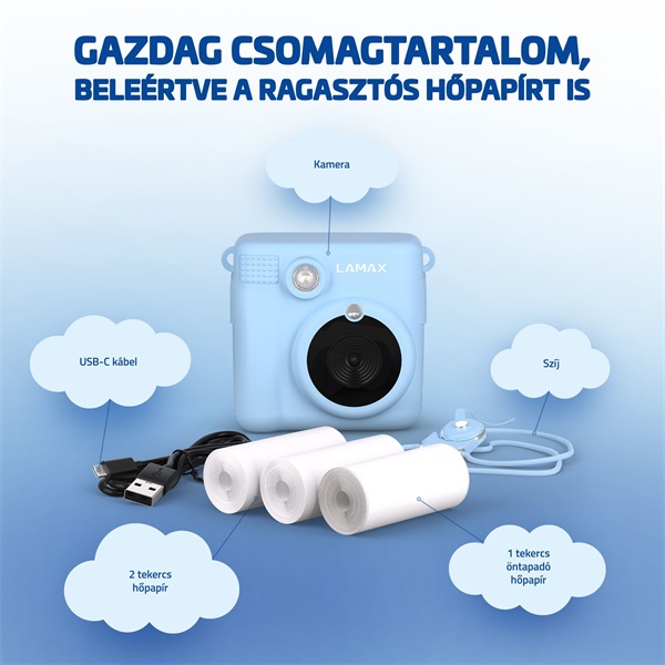LAMAX InstaKid1 Blue Instant hőpapíros fényképezőgép