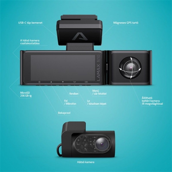 LAMAX N10 GPS 3in1 kamera rendszer (Újszerű)