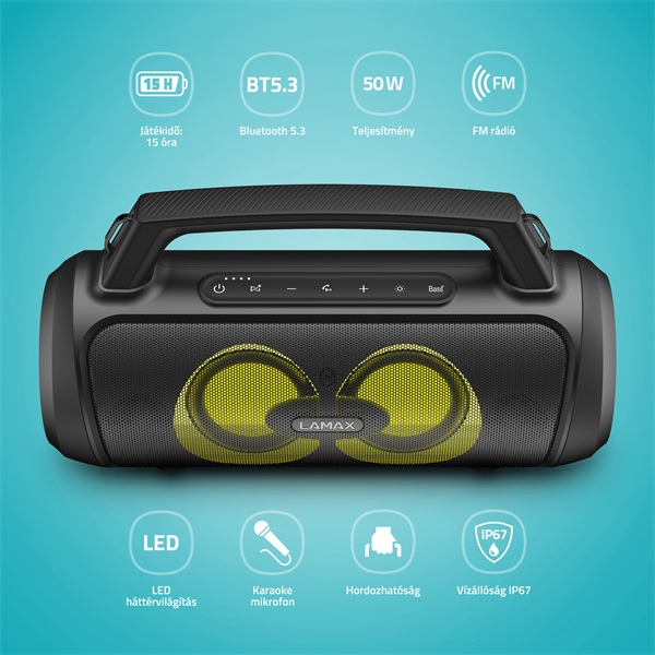 LAMAX PartyGo1 Play hordozható Bluetooth party hangszóró