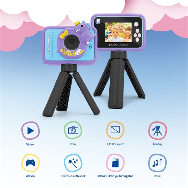 LAMAX PixelKid1 Blue Full HD 8MP kék gyerek fényképezőgép és kamera
