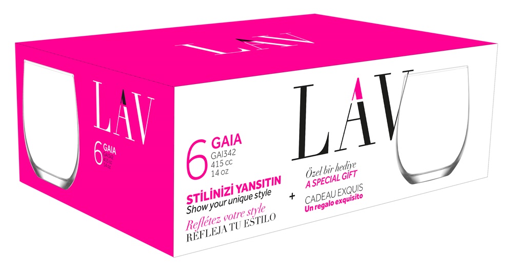 LAV Gaia Long Drink 415ml koktélos pohár szett 6 darabos LV-GAI342F