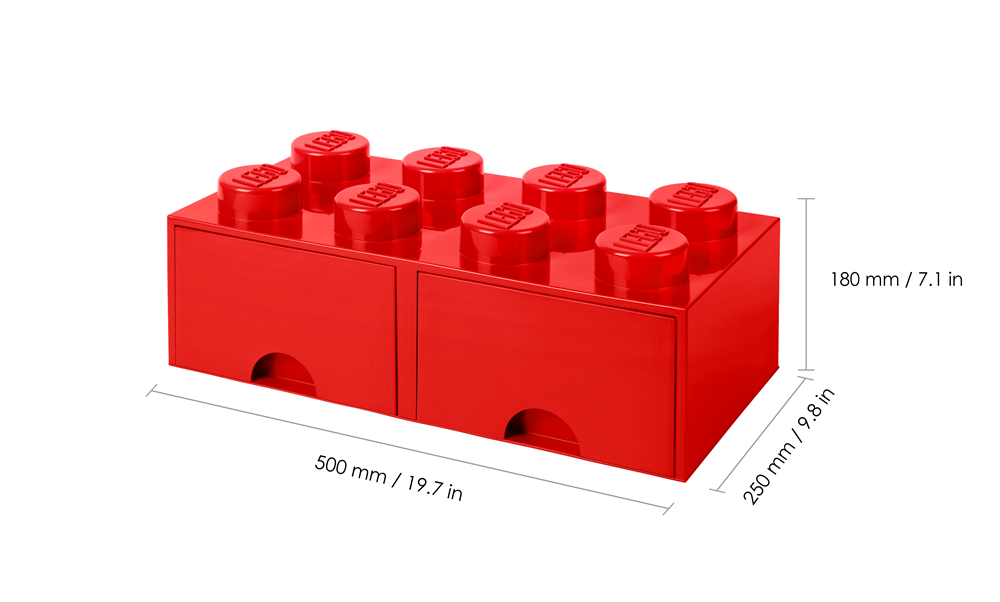 LEGO Fiókos tárolódoboz 2x4, piros