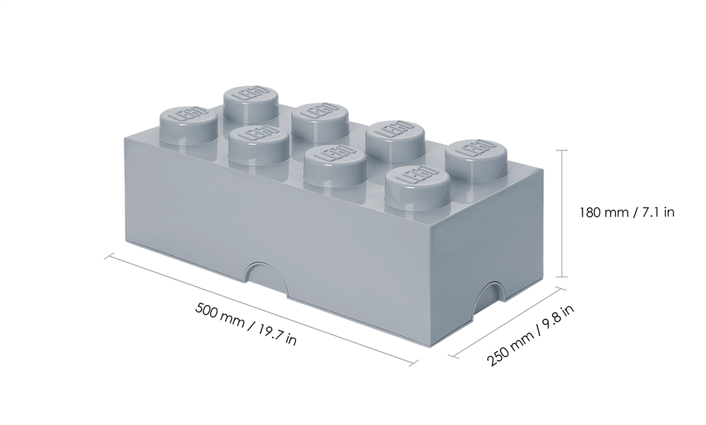 LEGO Tárolódoboz 2x4, szürke (16,9 literes)