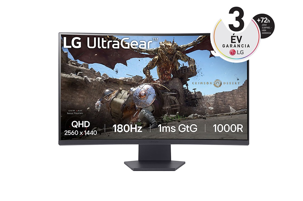 LG 32" 32GS60QC-B QHD VA 180Hz HDMI/DP ívelt gamer monitor (Újszerű)