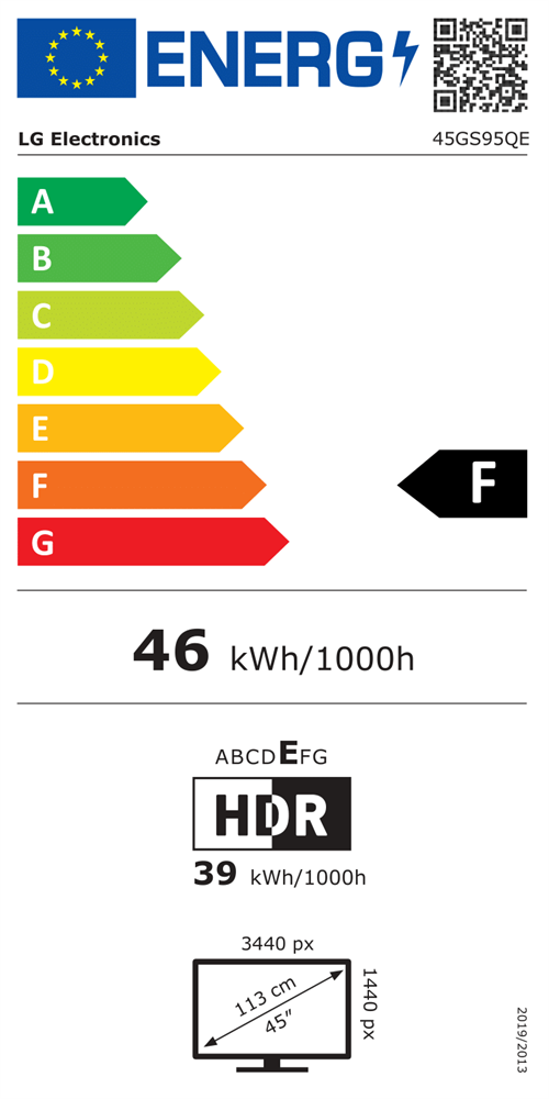 LG 45" 45GS95QE-B UltraGear UWQHD 240Hz HDMI/DP ívelt OLED gamer monitor