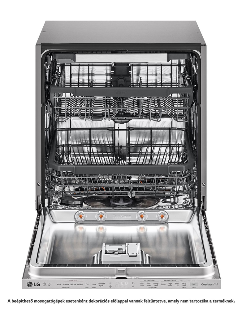 LG DB325TXS szürke, programok száma: 10, beépíthető, 14 terítékes mosogatógép 