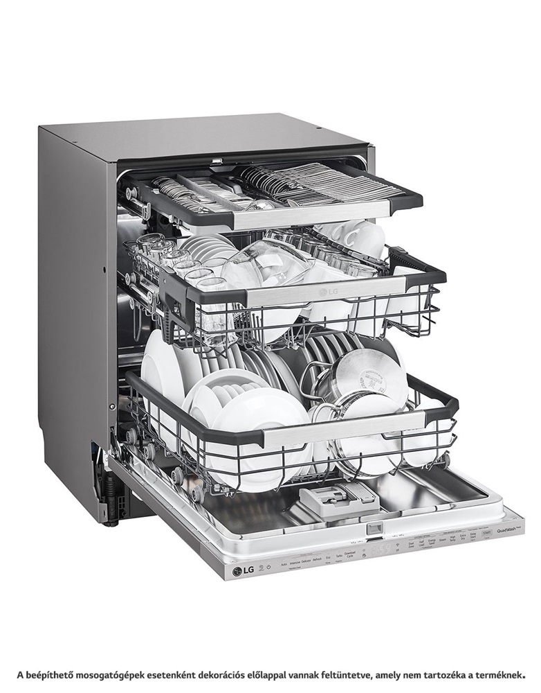 LG DB425TXS szürke, programok száma: 10, beépíthető, 14 terítékes mosogatógép 