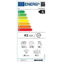 LG F2WR508S0W fehér, elöltöltős, keskeny, max.1200ford., 8 kg, mosógép