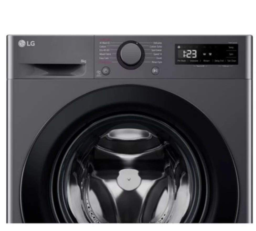 LG F2WR508SBM inox, elöltöltős, keskeny, max.1200ford., 8 kg, mosógép