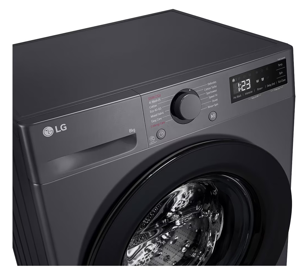 LG F2WR508SBM inox, elöltöltős, keskeny, max.1200ford., 8 kg, mosógép