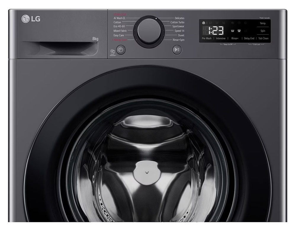 LG F2WR508SBM inox, elöltöltős, keskeny, max.1200ford., 8 kg, mosógép