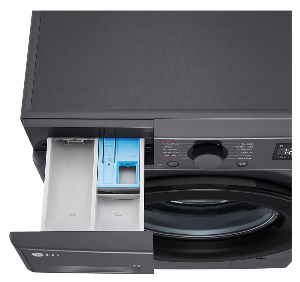 LG F2WR508SBM inox, elöltöltős, keskeny, max.1200ford., 8 kg, mosógép