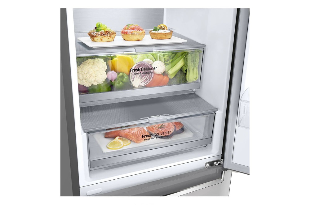 LG GBB72NSUCN1 inox, alulfagyasztós, Hűtő:277L, Fagyasztó:107L, DoorCooling + LINEAR Cooling hűtőszekrény