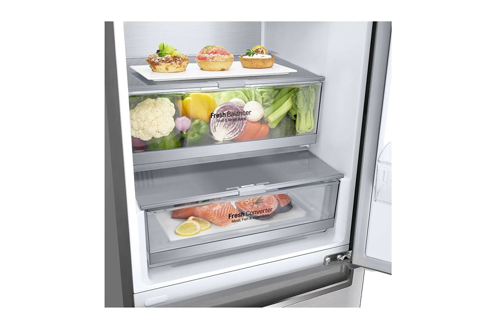 LG GBB92STABP inox, alulfagyasztós, Hűtő:277L, Fagyasztó:107L, DoorCooling + LINEAR Cooling hűtőszekrény