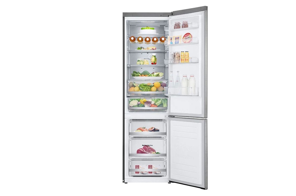 LG GBB92STABP inox, alulfagyasztós, Hűtő:277L, Fagyasztó:107L, DoorCooling + LINEAR Cooling hűtőszekrény (Használt - B)
