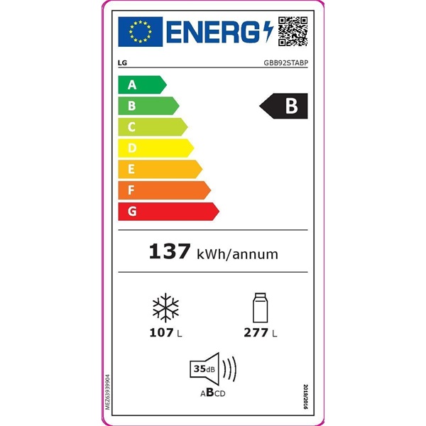 LG GBB92STABP alulfagyasztós hűtőszekrény (Használt - B)