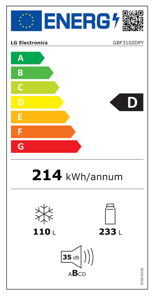 LG GBF3102DPY hamvasezüst, alulfagyasztós, Hűtő:233L, Fagyasztó:110L, DoorCooling + LINEAR Cooling hűtőszekrény