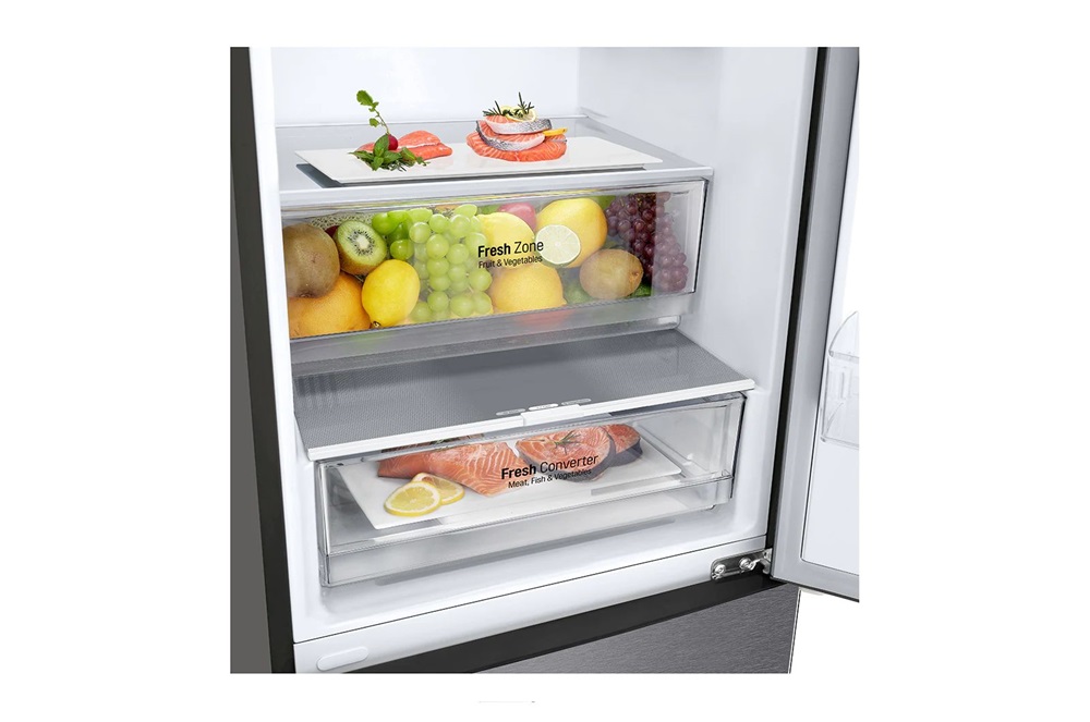 LG GBP62DSNCC1 grafit, alulfagyasztós, Hűtő:277L, Fagyasztó:107L, DoorCooling + LINEAR Cooling hűtőszekrény