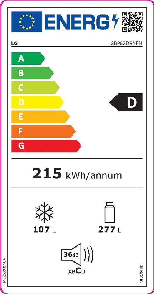 LG GBP62DSNCN1 grafit, alulfagyasztós, Hűtő:277L, Fagyasztó:107L, DoorCooling + LINEAR Cooling hűtőszekrény