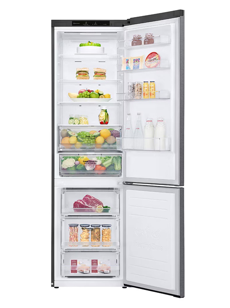 LG GBP62DSNCN1 grafit, alulfagyasztós, Hűtő:277L, Fagyasztó:107L, DoorCooling + LINEAR Cooling hűtőszekrény