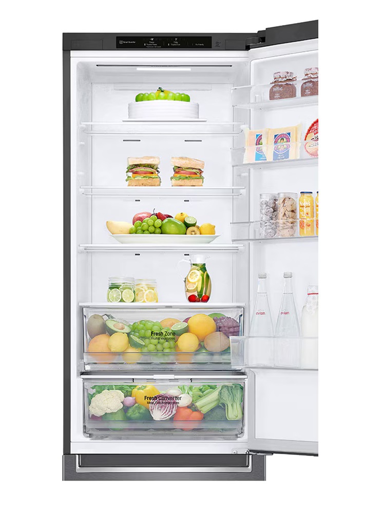 LG GBP62DSNCN1 grafit, alulfagyasztós, Hűtő:277L, Fagyasztó:107L, DoorCooling + LINEAR Cooling hűtőszekrény