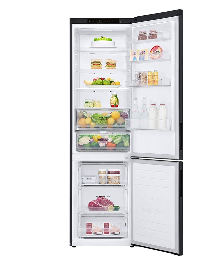 LG GBP62MCNBC mattfekete, alulfagyasztós, Hűtő:277L, Fagyasztó:107L, No frost hűtőszekrény