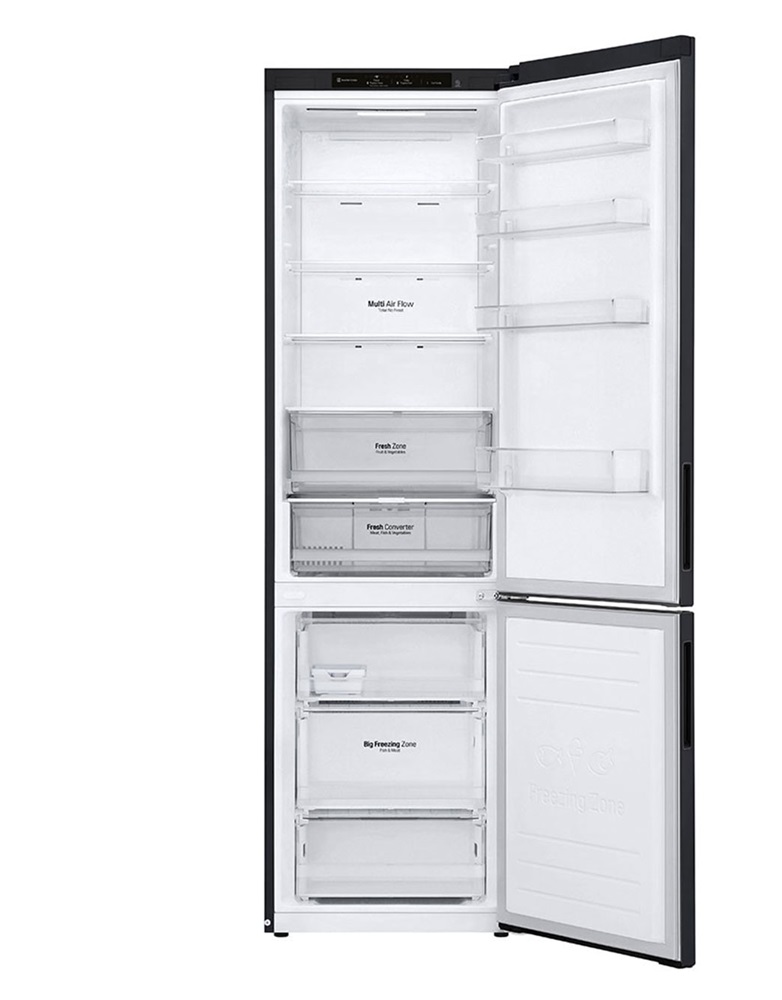 LG GBP62MCNBC mattfekete, alulfagyasztós, Hűtő:277L, Fagyasztó:107L, No frost hűtőszekrény