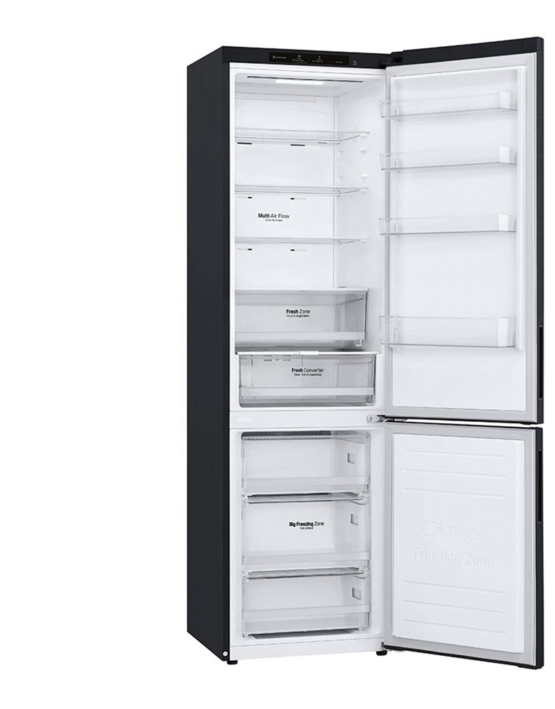 LG GBP62MCNBC mattfekete, alulfagyasztós, Hűtő:277L, Fagyasztó:107L, No frost hűtőszekrény