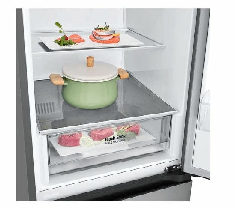 LG GBV22L0EPY ezüst, alulfagyasztós, Hűtő:277L, Fagyasztó:110L, DoorCooling + LINEAR Cooling hűtőszekrény