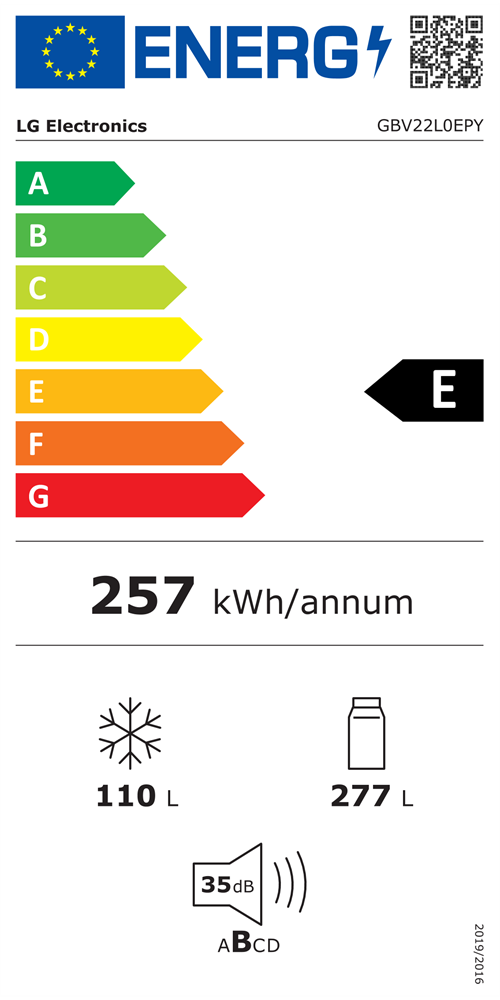 LG GBV22L0EPY ezüst, alulfagyasztós, Hűtő:277L, Fagyasztó:110L, DoorCooling + LINEAR Cooling hűtőszekrény