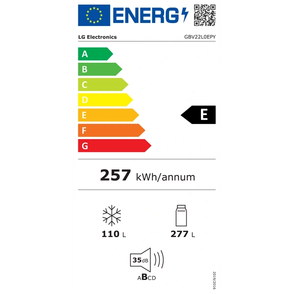 LG GBV22L0EPY ezüst, alulfagyasztós, Hűtő:277L, Fagyasztó:110L, DoorCooling + LINEAR Cooling hűtőszekrény (Használt - A)