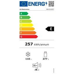 LG GBV22L0EPY ezüst, alulfagyasztós, Hűtő:277L, Fagyasztó:110L, DoorCooling + LINEAR Cooling hűtőszekrény (Használt - A)