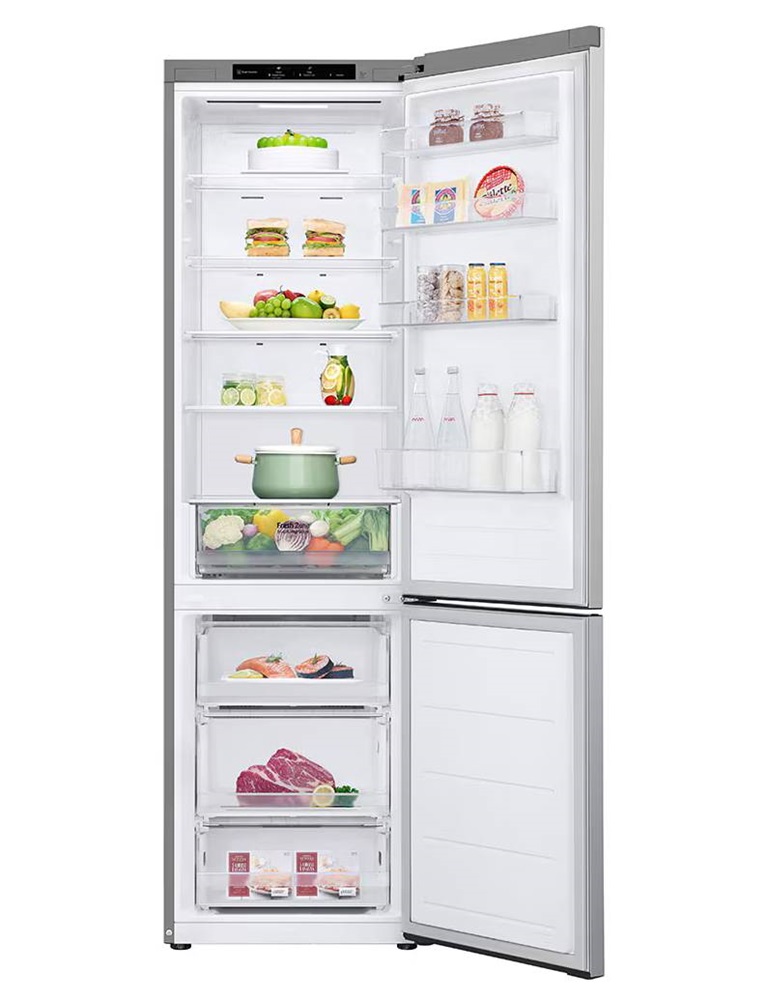 LG GBV22L0EPY ezüst, alulfagyasztós, Hűtő:277L, Fagyasztó:110L, DoorCooling + LINEAR Cooling hűtőszekrény