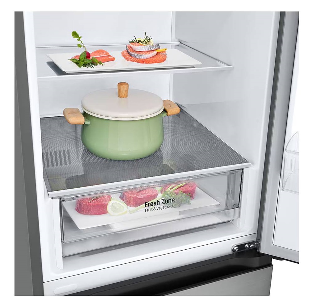 LG GBV22L0EPY ezüst, alulfagyasztós, Hűtő:277L, Fagyasztó:110L, DoorCooling + LINEAR Cooling hűtőszekrény