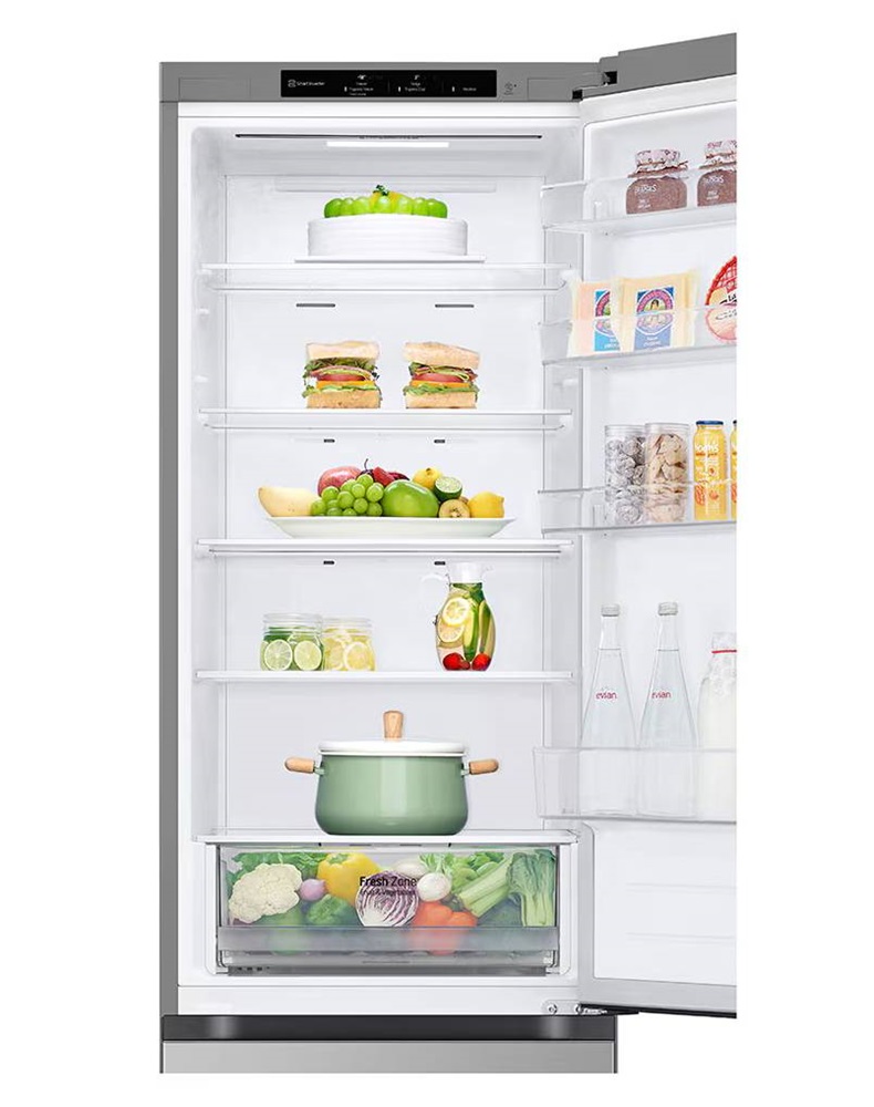 LG GBV22L0EPY ezüst, alulfagyasztós, Hűtő:277L, Fagyasztó:110L, DoorCooling + LINEAR Cooling hűtőszekrény