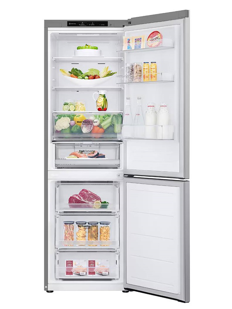 LG GBV3100CPY hamvasezüst, alulfagyasztós, Hűtő:234L, Fagyasztó:110L,DoorCooling + LINEAR Cooling hűtőszekrény (Újszerű)