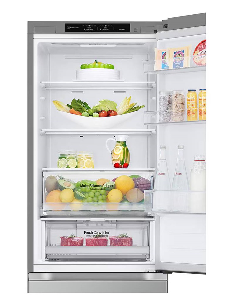 LG GBV3100CPY hamvasezüst, alulfagyasztós, Hűtő:234L, Fagyasztó:110L,DoorCooling + LINEAR Cooling hűtőszekrény (Újszerű)