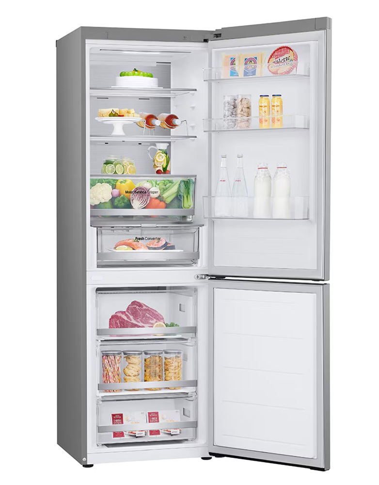 LG GBV5150DPY hamvasezüst, alulfagyasztós, Hűtő:234L, Fagyasztó:110L, DoorCooling + LINEAR Cooling hűtőszekrény