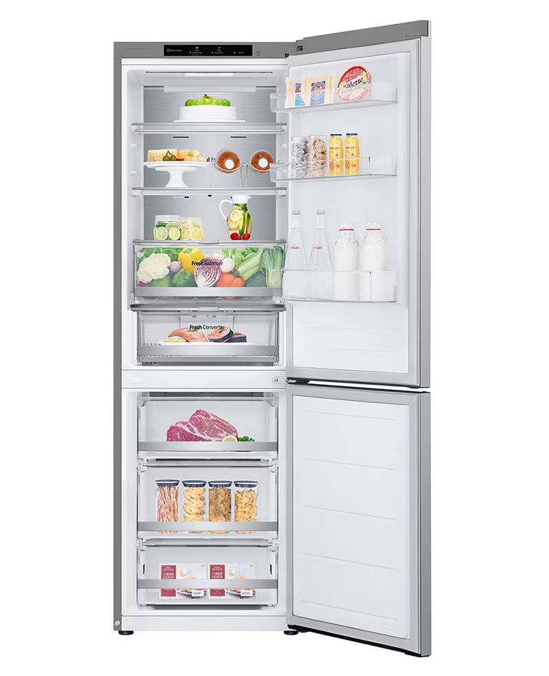 LG GBV7180CPY hamvasezüst, alulfagyasztós, Hűtő:234L, Fagyasztó:110L, DoorCooling + LINEAR Cooling hűtőszekrény