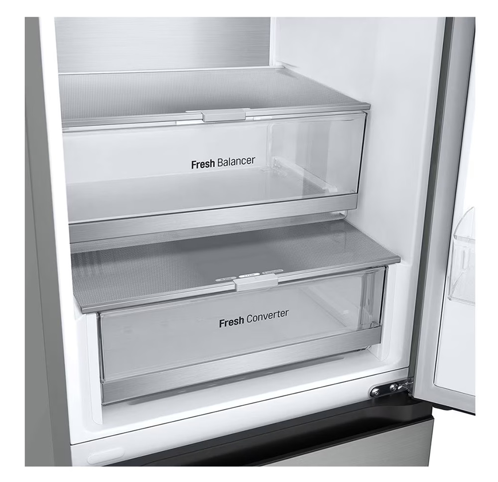 LG GBV7180CPY hamvasezüst, alulfagyasztós, Hűtő:234L, Fagyasztó:110L, DoorCooling + LINEAR Cooling hűtőszekrény