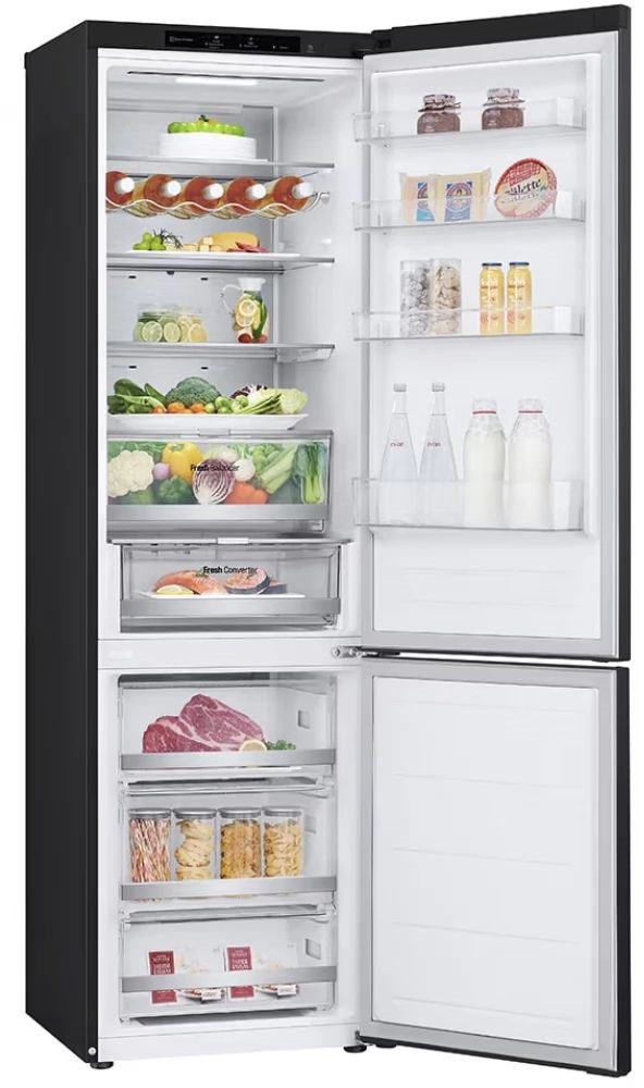 LG GBV7280CEV fekete, alulfagyasztós, Hűtő:277L, Fagyasztó:110L, DoorCooling hűtőszekrény (Újszerű)