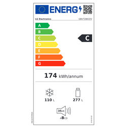 LG GBV7280CEV fekete, alulfagyasztós, Hűtő:277L, Fagyasztó:110L, DoorCooling hűtőszekrény (Újszerű)