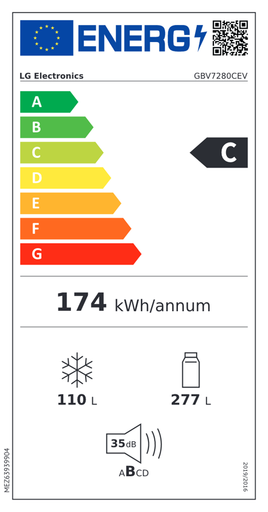 LG GBV7280CEV fekete, alulfagyasztós, Hűtő:277L, Fagyasztó:110L, DoorCooling hűtőszekrény (Újszerű)