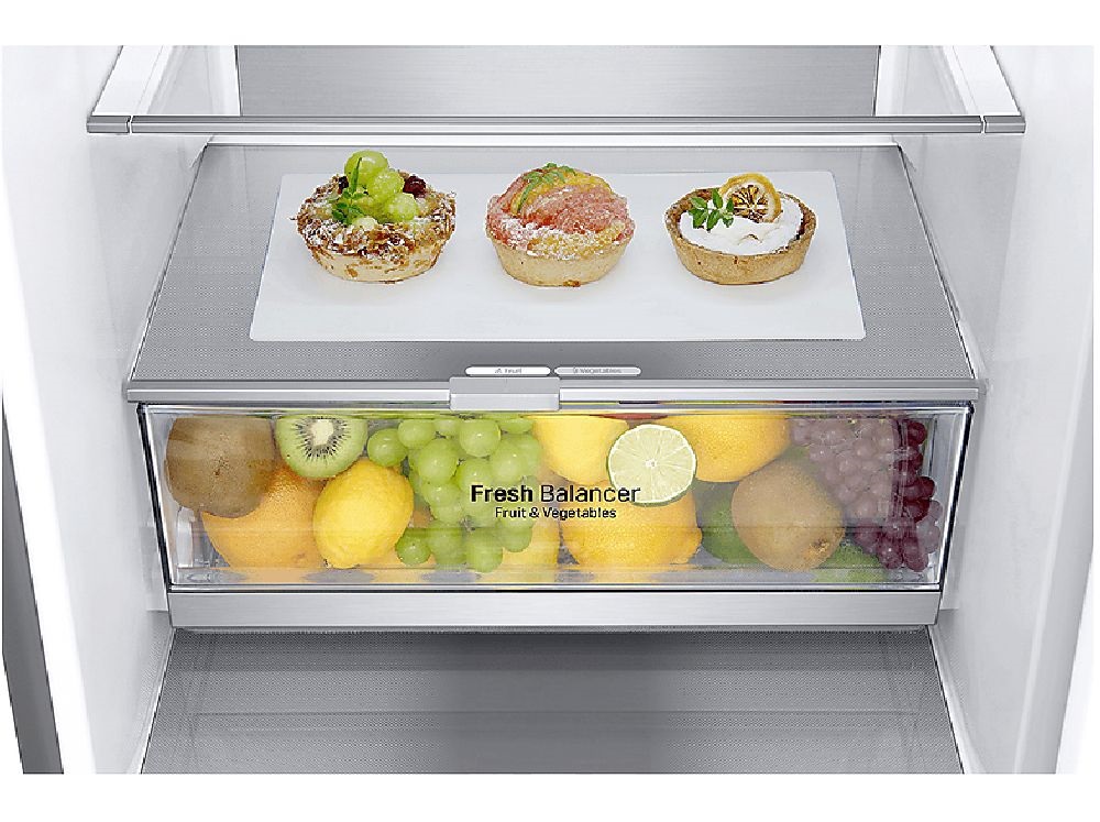 LG GBV7280CMB ezüst, alulfagyasztós, Side-by-Side, Hűtő:277L, Fagyasztó:110L, DoorCooling hűtőszekrény