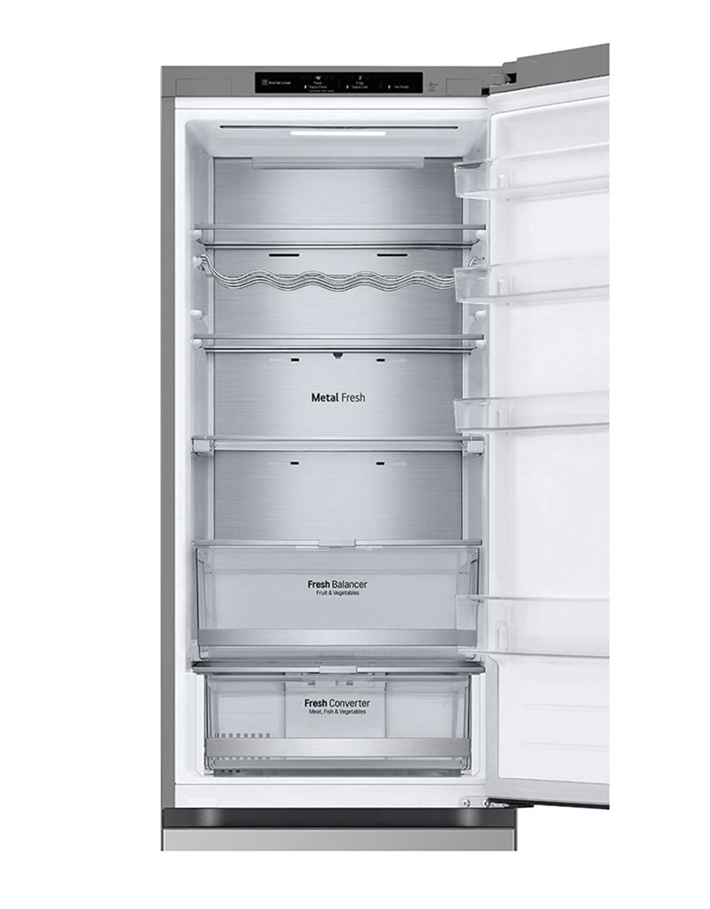 LG GBV7280DPY hamvasezüst, alulfagyasztós, Hűtő:277L, Fagyasztó:110L, DoorCooling + LINEAR Cooling hűtőszekrény