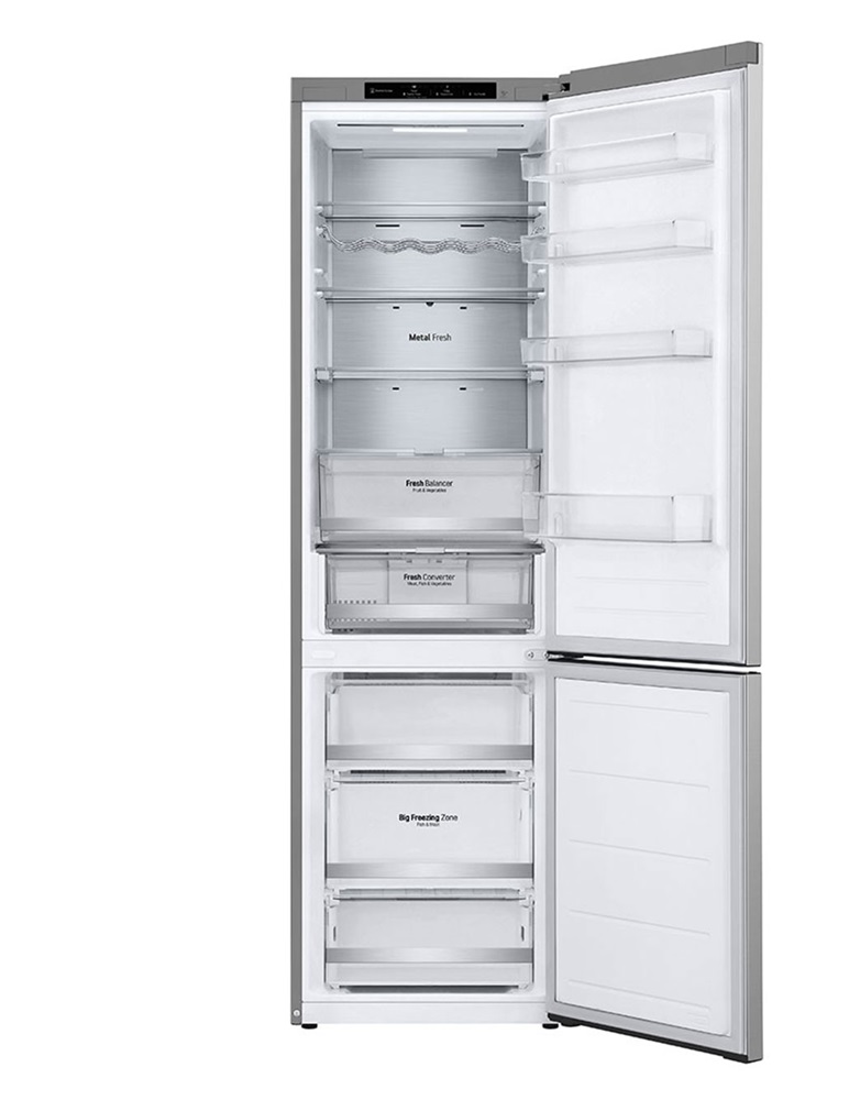 LG GBV7280DPY hamvasezüst, alulfagyasztós, Hűtő:277L, Fagyasztó:110L, DoorCooling + LINEAR Cooling hűtőszekrény